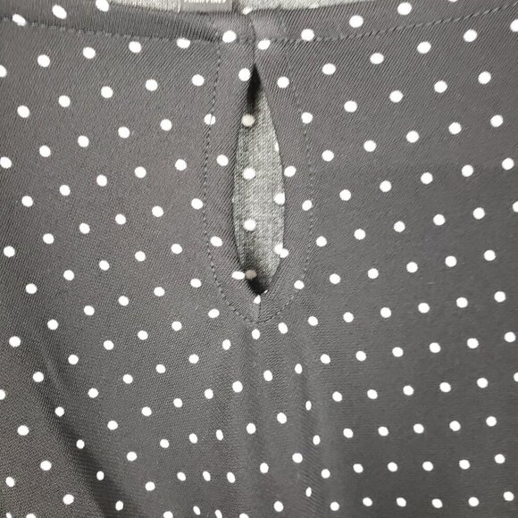 Talbots Faux Wrap Midi Dress Black Polka Dot Contrast Hem 3/4 Sleeve Size Medium - Picture 4 of 8